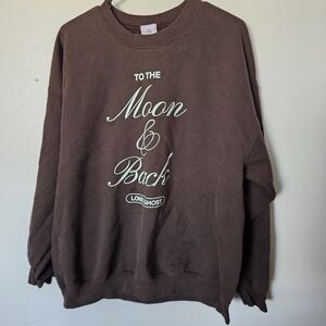 LONELY GHOST Women's XL 'To The Moon & Back' Brown Crewneck Sweatshirt Comfy